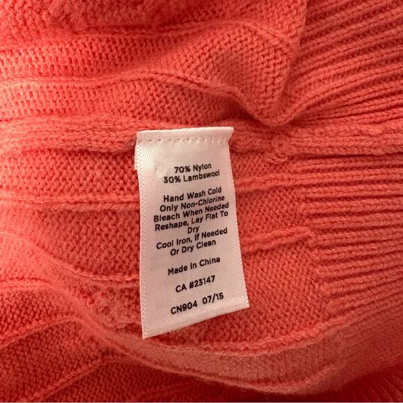 Talbot Woman’s Cable Knit Sweater, Wool Blend, Coral Pink, Size L - Picture 5 of 6